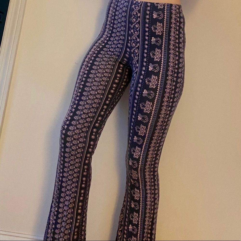 Navy blue & pink flowy pants